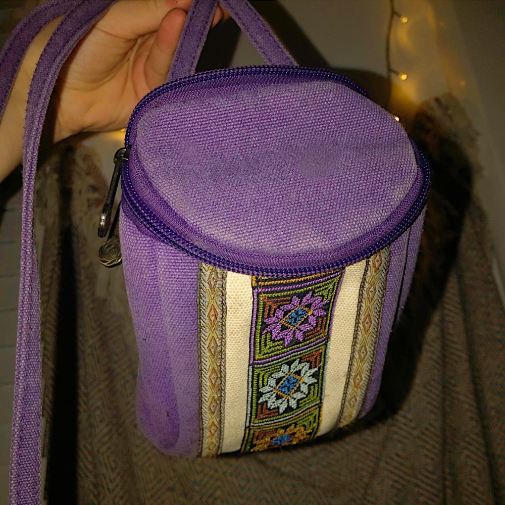 purple embroidered crossbody purse
